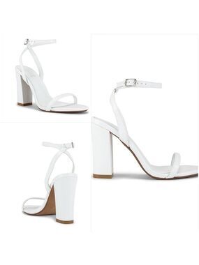 Revolve X RAYE Womens Valerie Block Heel Ankle Strap White Size 8.5